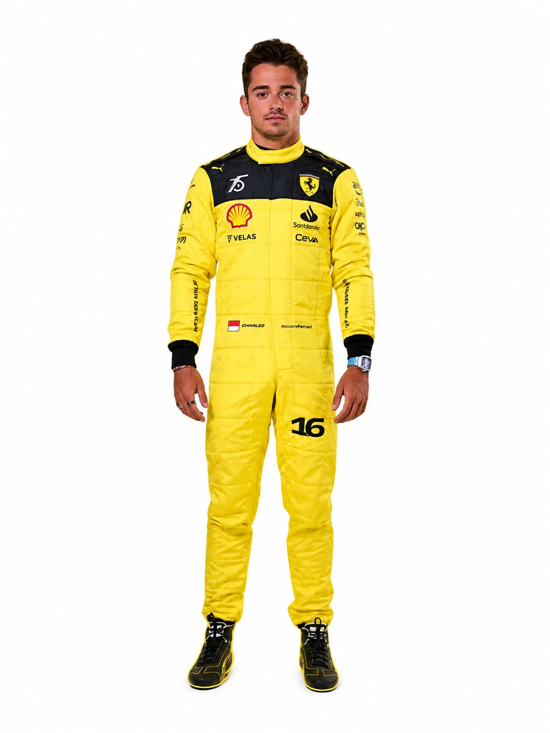 2022 Ferrari Charles Leclerc Yellow F1 Racing Suit | Premium Motorsport Racewear