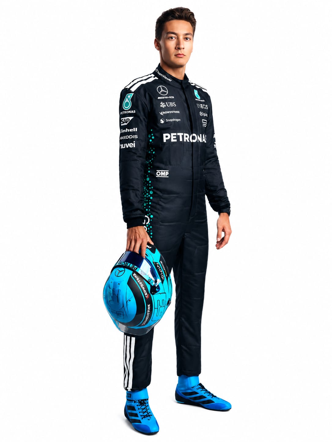 George Russell Mercedes-AMG PETRONAS 2025 Formula 1 Racing Suit | Premium F1 Driver Racewear Replica